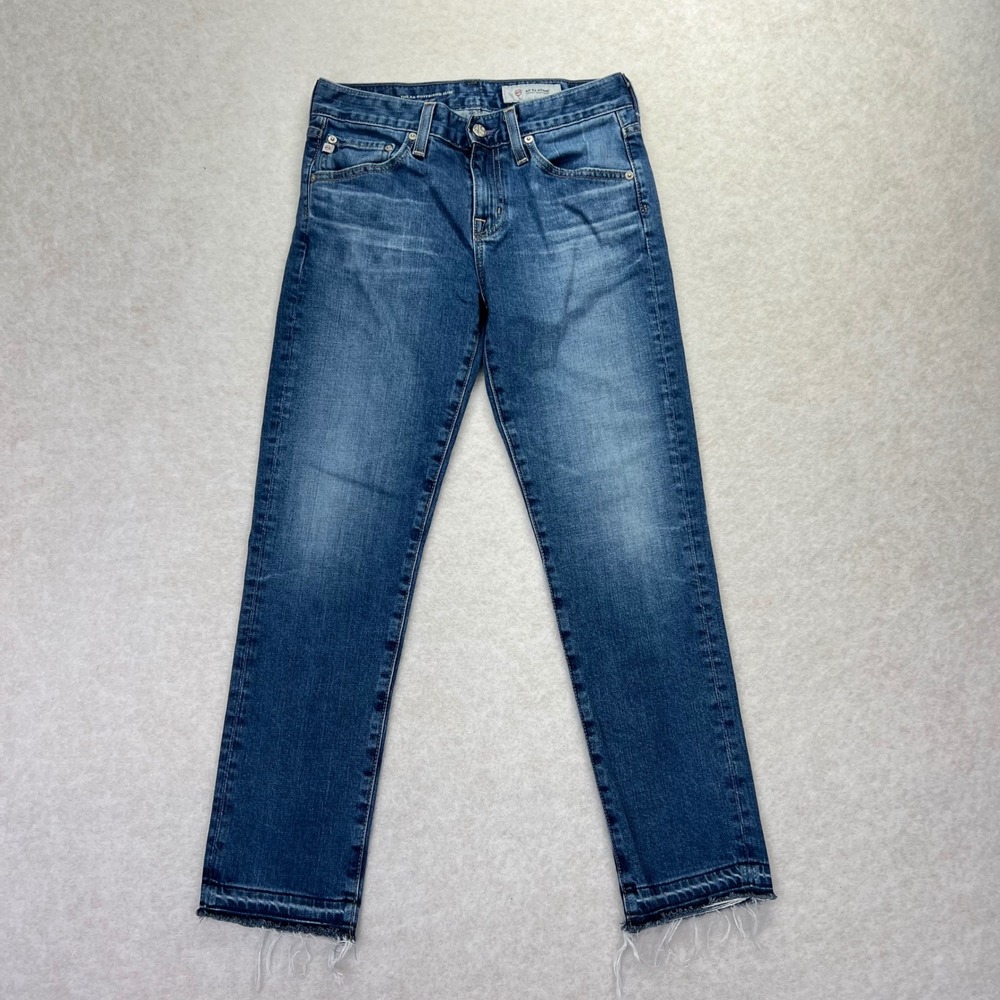 AG Adriano Goldschmied Ex-Boyfriend Slim 24R Cotton Blue Raw Hem Slouchy Jeans